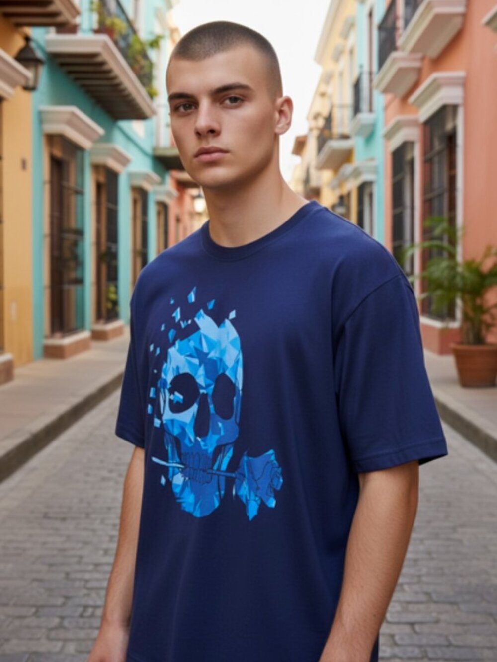 NWT Robert Graham Tile Skull Graphic Tee Men's Large MSRP $98